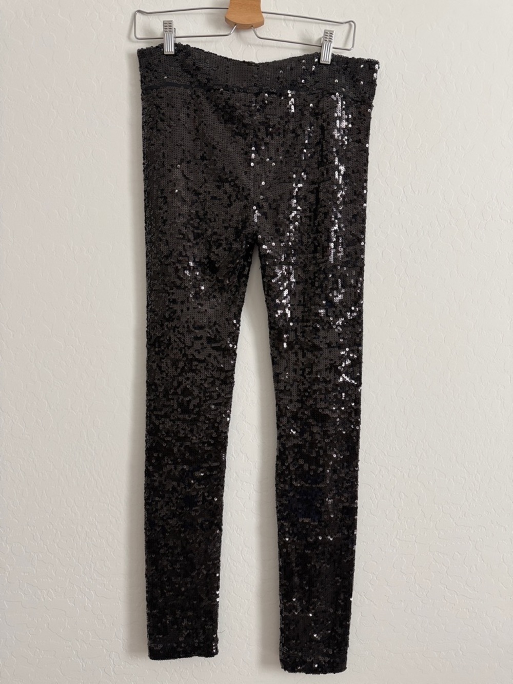 Alice + Olivia Black Sequin Leggings/pants Sz L - Picture 3 of 8